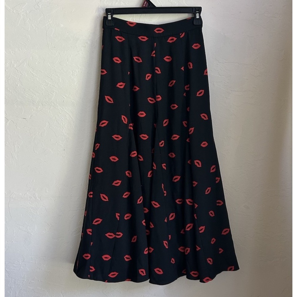 Kate Spade New York Kiss Lips Midi Skirt 0‎ Preppy Novelty Retro Dainty Princess